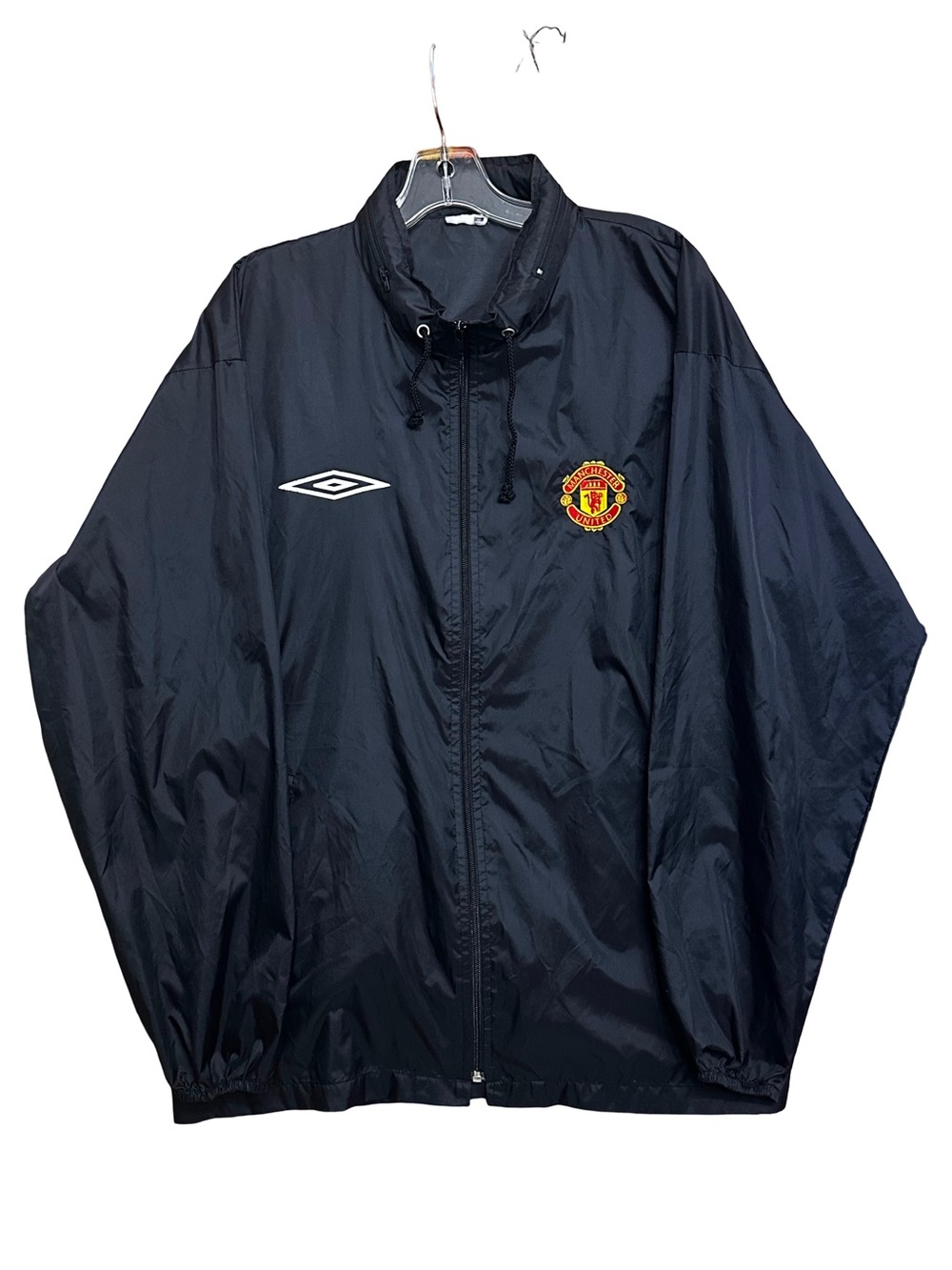 Umbro Black Manchester United Windbreaker Jacket with Red Crest